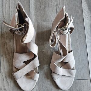 BP NORDSTROM suede chunky heeled sandals 2 buckles ankles zipper size 9